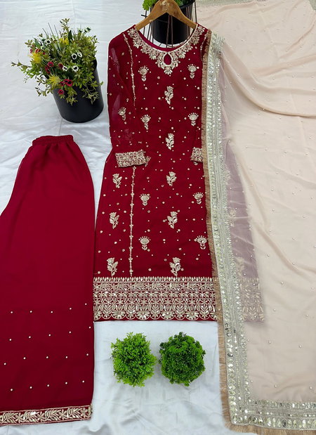 SR 1665 Heavy Faux Georgette Top With Bottom Dupatta Wholesale Price In Surat